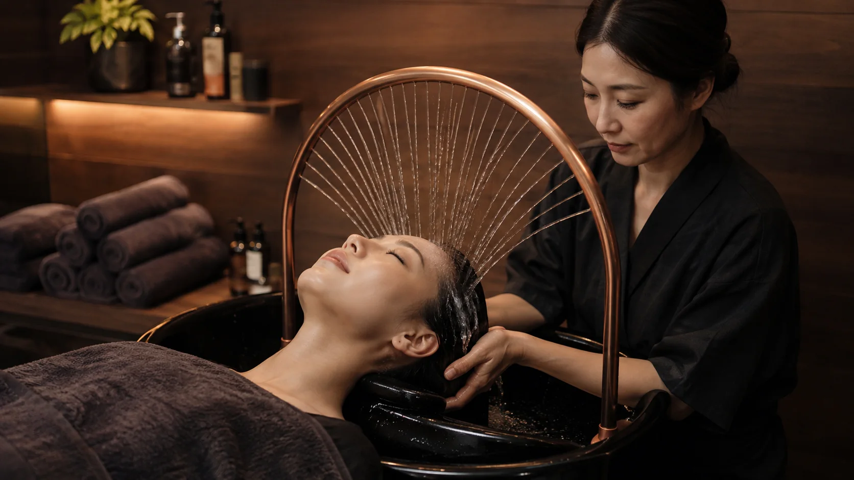 Japanese Head Spa waterfall rinse treatment